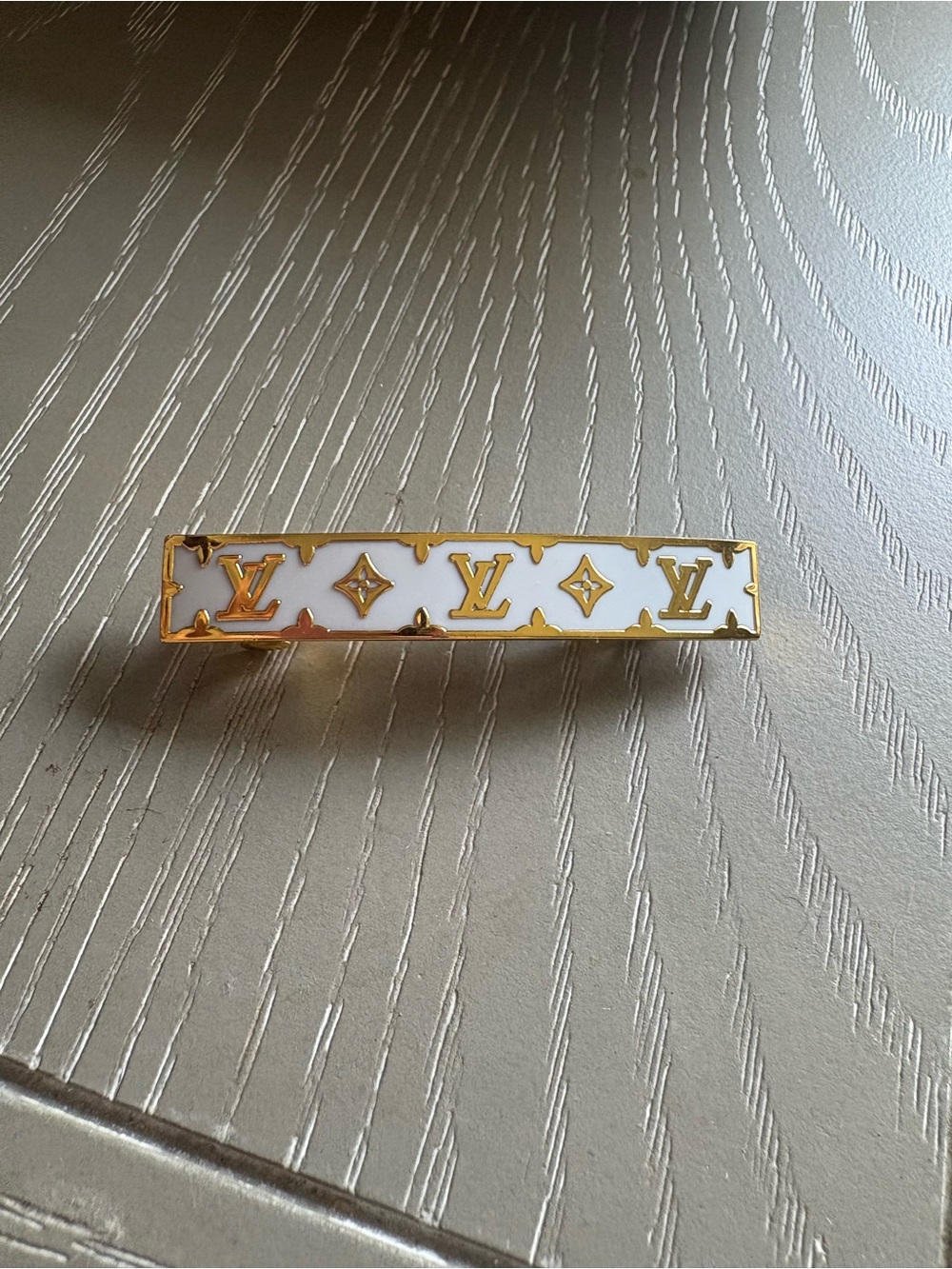 FASHION White and Gold Monogram Barette